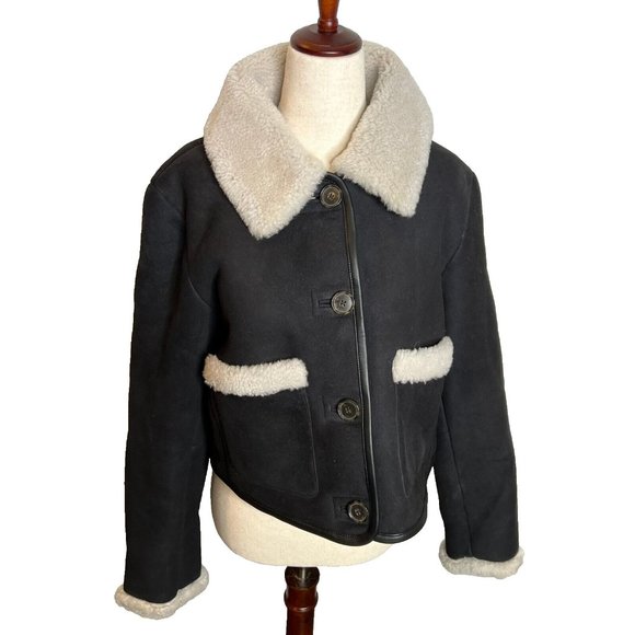 J.Crew $950 Collection Limited Edition Cropped Shearling Jacket Size S BV677 - Picture 4 of 12
